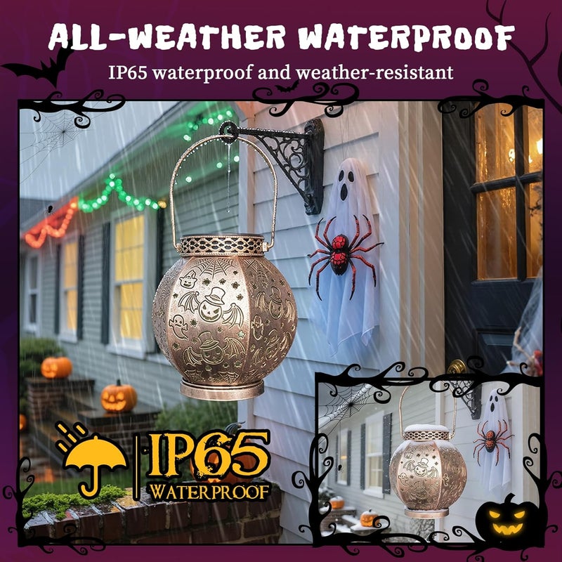 TopVelo Halloween Solar Lantern with Gradient Lighting, IP65 Waterproof Outdoor Solar Light for Festival Decoration, Spook-Tacular Halloween Hanging Light for Courtyard, Pond, Pathway - Image 5